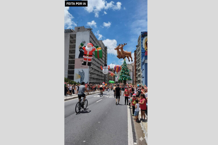Desfile natalino no Minhocão traz dança, música e balões gigantes