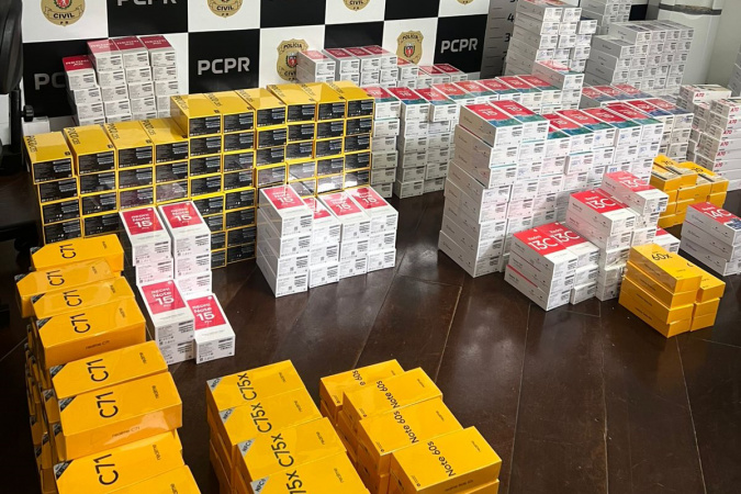 Celulares sem procedência apreendidos pela PCPR em Curitiba somam 1,6 mil unidades