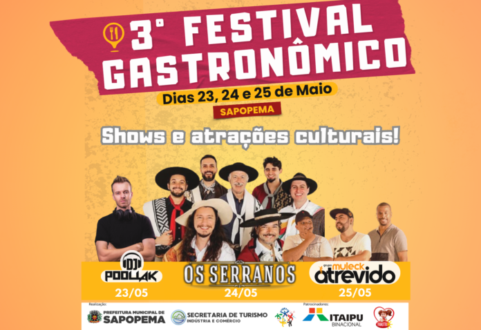 Sapopema recebe o 3º Festival Gastronômico com entrada gratuita, comidas típicas, apresentações culturais, esporte e shows musicais. Evento tem apoio da Itaipu Binacional.