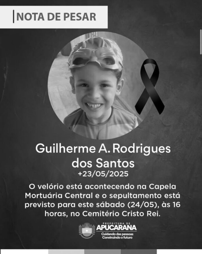 Menino de 8 anos morre após infecção entrar por ferida no joelho. Guilherme, de Apucarana (PR), sofreu infecção generalizada causada por Staphylococcus.