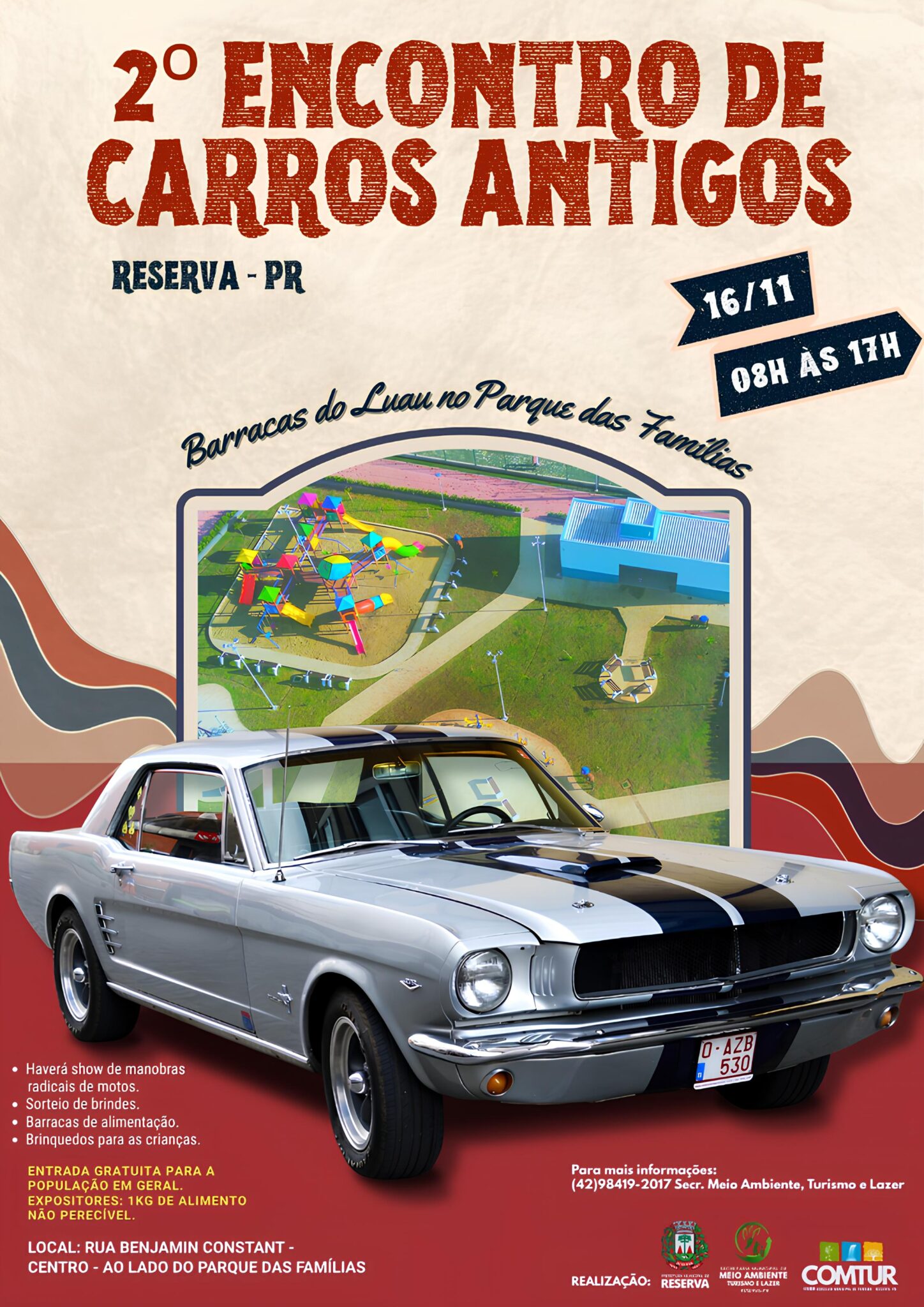 Reserva terá evento gratuito com carros antigos, manobras radicais e ação solidária em novembro