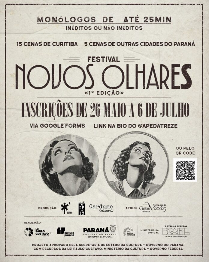 O Festival Novos Olhares valoriza artistas emergentes do Paraná com foco em diversidade e inclusão. Evento acontecerá em outubro no Teatro José Maria Santos, em Curitiba.