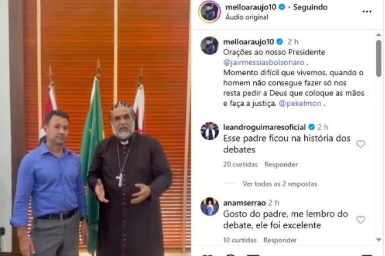 Vice de Nunes recebe padre Kelmon na Prefeitura de SP e pede oração para Bolsonaro