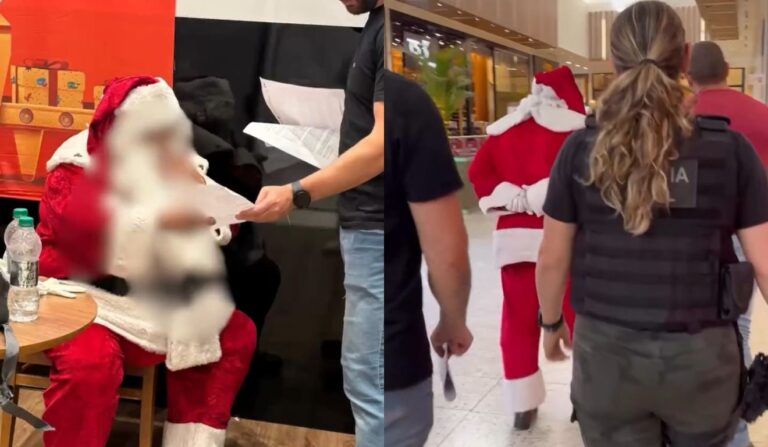 Idoso fantasiado de Papai Noel é preso em shopping de Santa Catarina