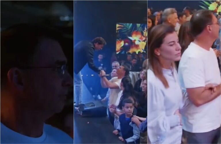 Flávio Bolsonaro participa de culto da Lagoinha na Flórida