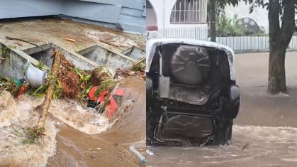 Fortes chuvas em Petrópolis: carros arrastados e riscos de deslizamento