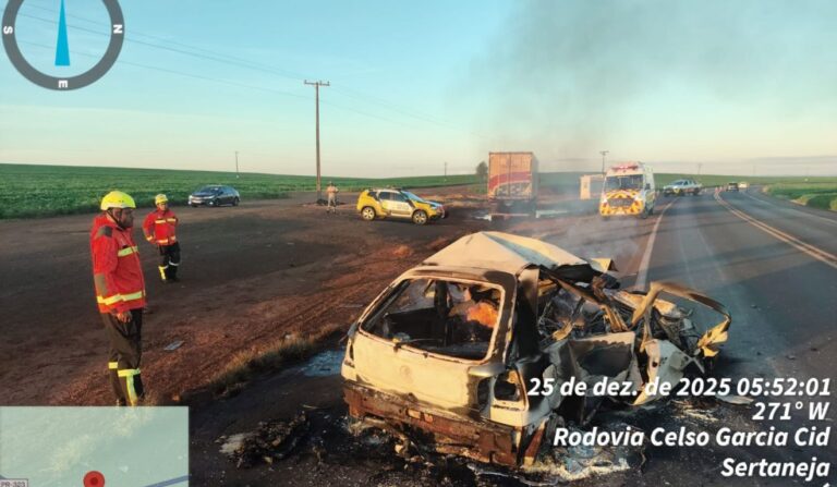 Acidente trágico na PR-323 resulta em motorista carbonizado