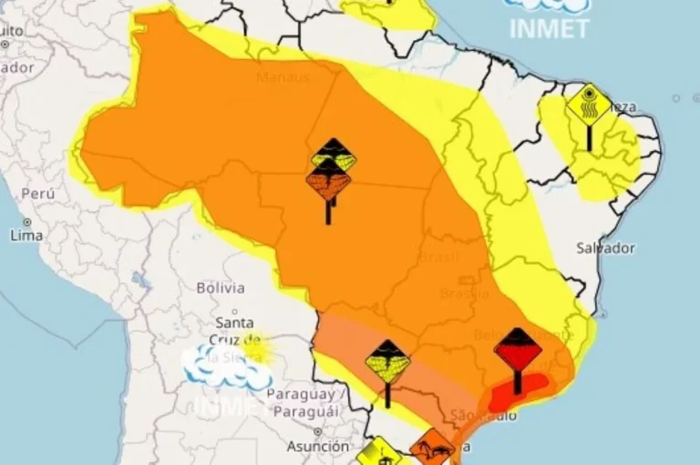 Alerta laranja para tempestades em 15 estados e DF
