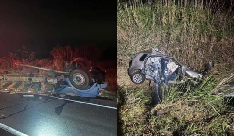 Tragédia na PR-444: cinco mortos em colisão entre caminhão e carro