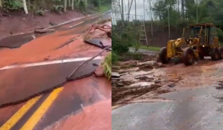 Chuva intensa provoca danos na PR-182