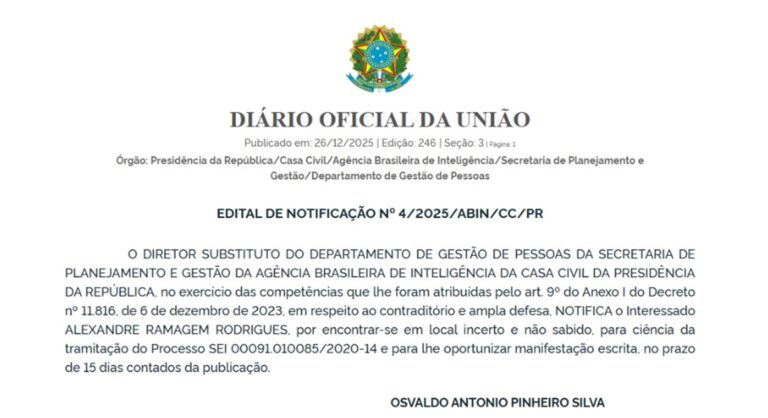 Abin exige devolução de R$ 10 mil de Ramagem em notificação