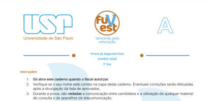 Fuvest 2026 inicia avaliação da 2ª fase com caderno de provas
