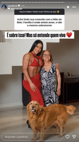 Gracyanne fala sobre relação com mãe de Belo após Natal 2025