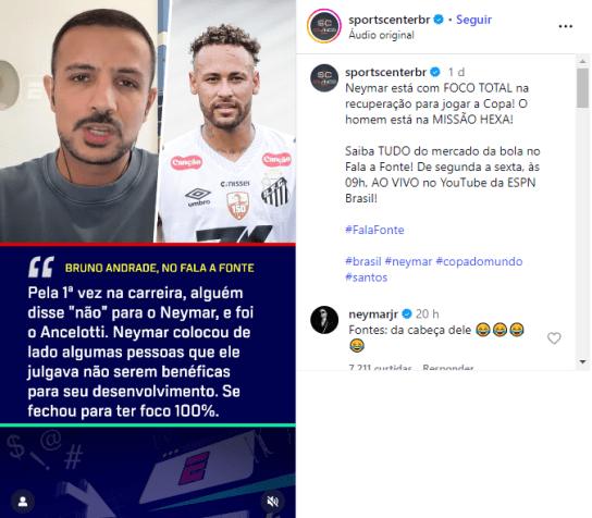 Neymar confirma permanência no Santos até a Copa do Mundo