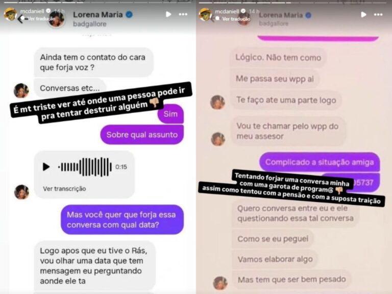 Lorena Maria registra B.O. contra MC Daniel por prints falsos