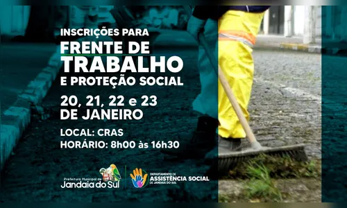 Frente de trabalho social inicia inscrições em Jandaia do Sul