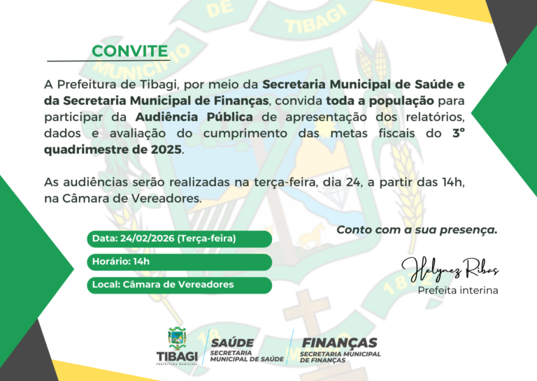 Prefeitura de Tibagi promove audiências públicas para metas fiscais de 2025