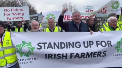 Agricultores irlandeses manifestam-se contra acordo UE-Mercosul em 10 de janeiro