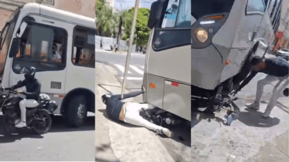 Motociclista é atropelado e arrastado por ônibus após discussão no Recife