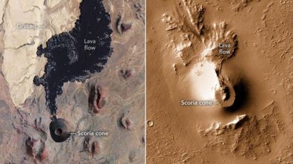 Cones de cinzas em marte revelam semelhanças com vulcões da terra