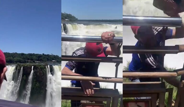 Turista põe vida em risco nas Cataratas do Iguaçu para resgatar chapéu