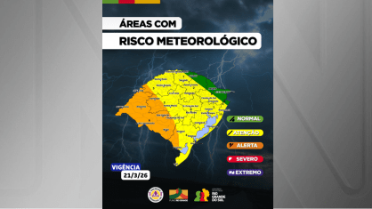 Frente fria altera previsão com chuvas fortes no Rio Grande do Sul