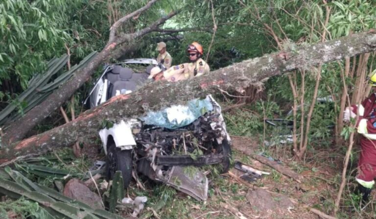 Idoso fica preso 12 horas após cair com carro em ribanceira no Paraná