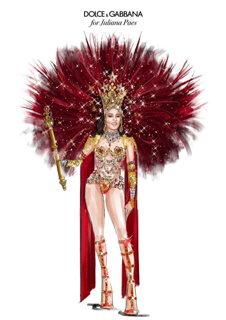 fantasia de juliana paes no carnaval une viradouro e dolce & gabbana