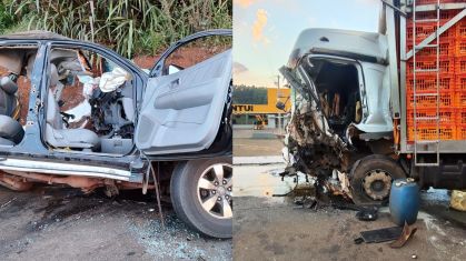 Acidente entre caminhão e caminhonete em Chapecó deixa três mortos