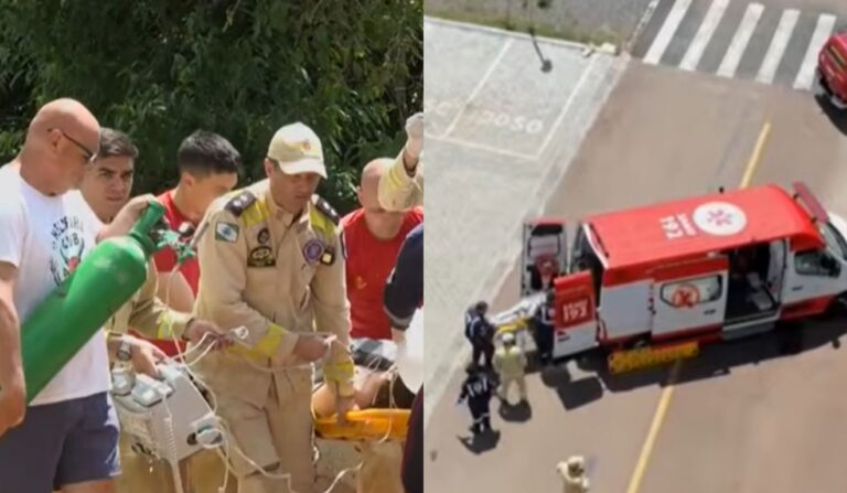 Mulher é resgatada com vida após queda em poço de 7 metros em Campo Largo
