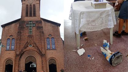 Imagem de Nossa Senhora é destruída e mulher é detida em Paulista