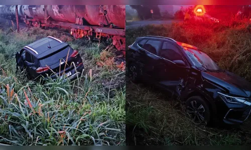 Carro da prefeitura de Cambira sofre acidente com trem na madrugada