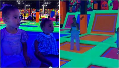 Biancardi e Amanda Kimberlly aproveitam tarde em parque infantil com filhas de Neymar