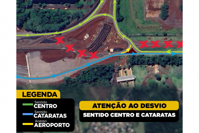 Rodovia das cataratas terá mudança no tráfego por obra do viaduto no acesso ao aeroporto