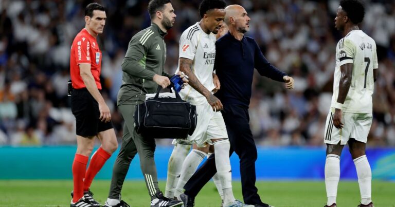 Éder Militão deixa o gramado com dores na vitória do Real Madrid
