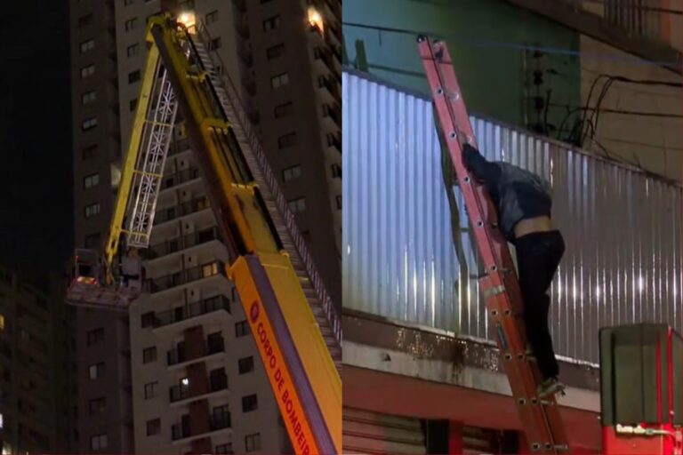 Homem escala prédio em Curitiba e é resgatado após ficar preso em sacada