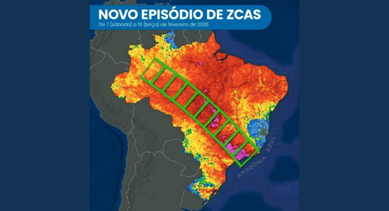 Zcas provoca chuvas intensas no Sudeste e outras regiões do Brasil