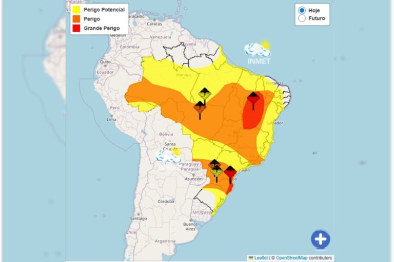 Alertas vermelhos indicam chuvas intensas no Sul e Nordeste do Brasil