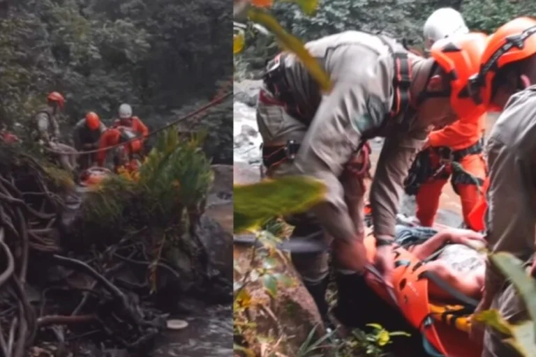 Jovem sofre fratura após salto mal sucedido na Cachoeira do Ceuzinho