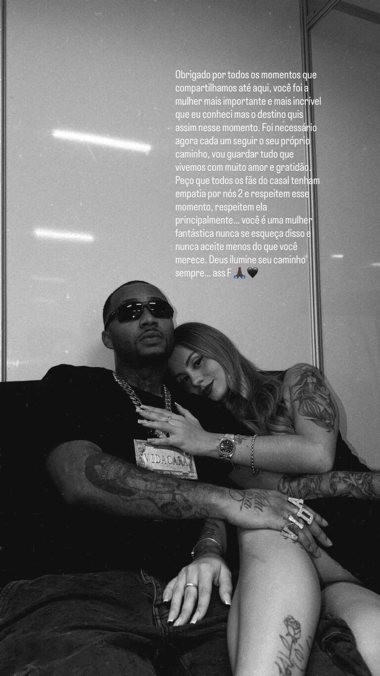 Rapper Orochi anuncia fim de namoro com influenciadora Lara Jucá