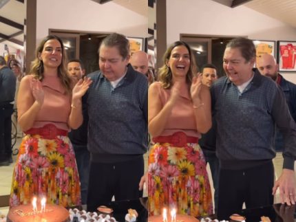 Em rara aparição, Faustão celebra aniversário da esposa