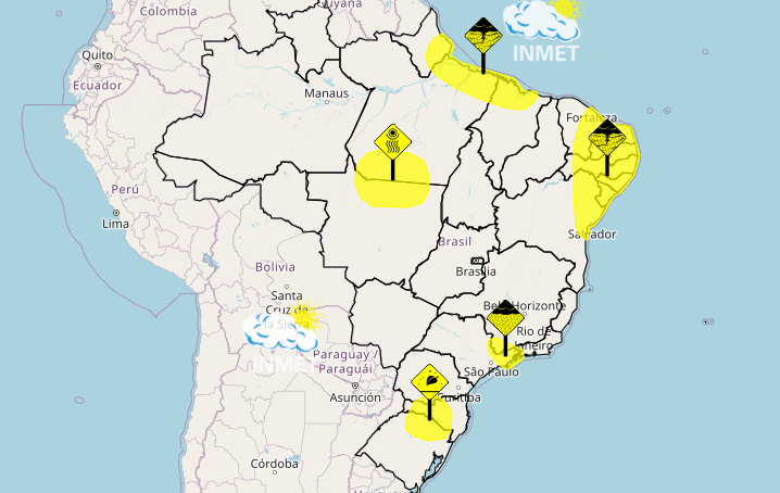 Chuvas atingem Norte e Nordeste; frio persiste no Sul