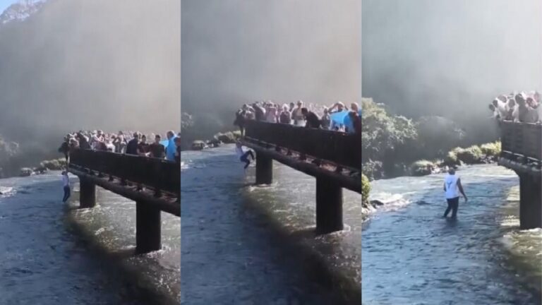 Vídeo registra turista pulando nas Cataratas do Iguaçu para recuperar celular