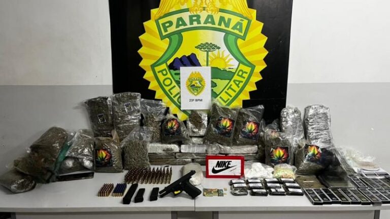 Polícia apreende 24 kg de maconha e pistola em Curitiba