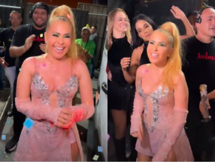 Joelma é surpreendida por bailarinos em festa de 52 anos
