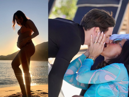 Sabrina Sato exibe barriguinha e troca beijos com Nicolas
