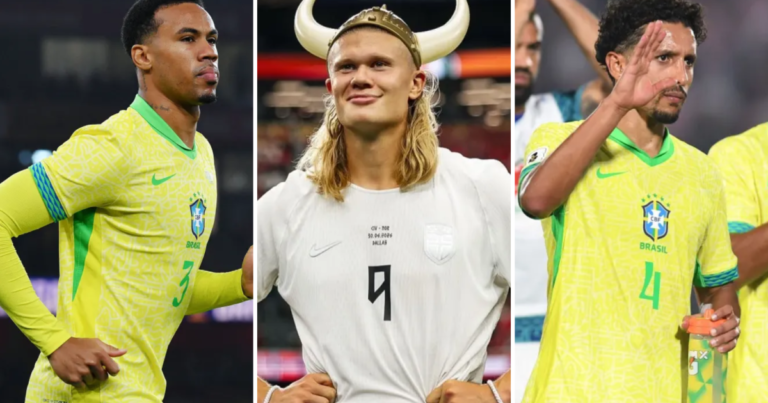 Haaland marca 9 gols contra dupla de zaga da seleção brasileira