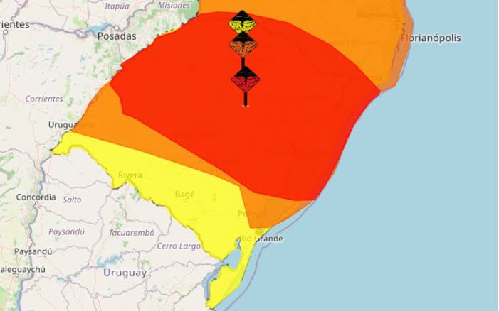 Inmet renova alerta vermelho para tempestades no Rio Grande do Sul