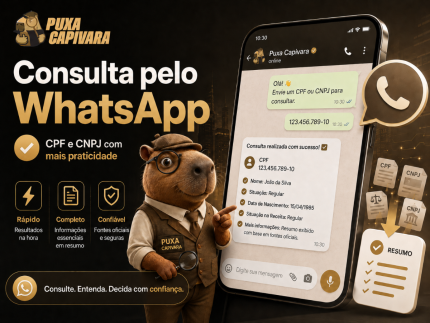 Puxa Capivara lança consulta de CPF e CNPJ pelo WhatsApp