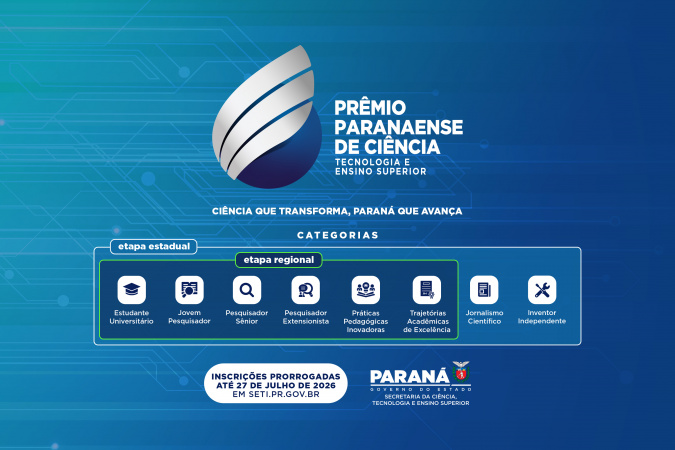 Prêmio Paranaense de Ciência abre inscrições até 27 de julho